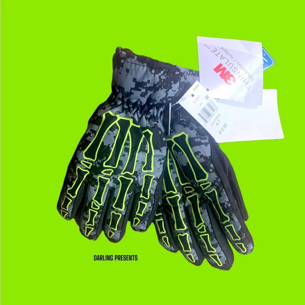 3M Thinsulate Waterproof Skelton Gloves Kids Color Size 4-7